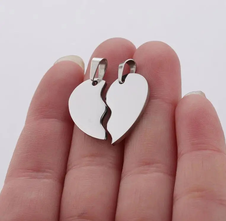 20pcs 100% Mirror Polished Stainless Steel Heart Blank Puzzle Charm Pendant Broken Heart Charm Pendants High Polished Wholesale