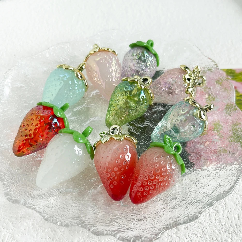 Cordial Design 50Pcs 40*25mm Cute Strawberry Shape Acrylic Charm / Handcrafted / DIY Jewelry Making Parts #20409