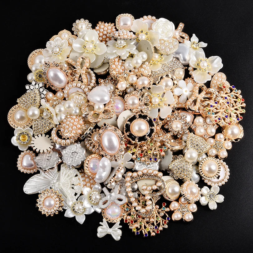 10/20/30/50pcs Random Mix ABS Pearl Charm For Jewelry Making Supplies Heart Flower Round Enamel Junk Cases Charms DIY Phone Case