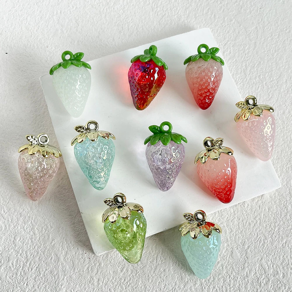 Cordial Design 50Pcs 40*25mm Cute Strawberry Shape Acrylic Charm / Handcrafted / DIY Jewelry Making Parts #20409