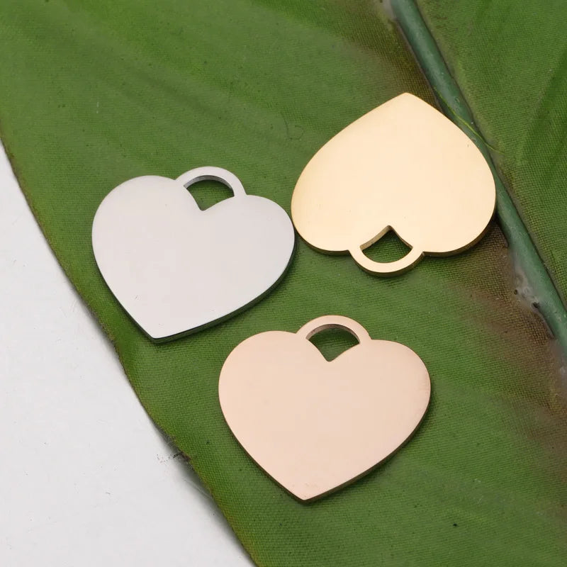 20pcs Lot Stainless Steel Love Heart Charms 20mm/25mm Three Color Mirror Polished Jewelry Pendant Fit Making Accessories
