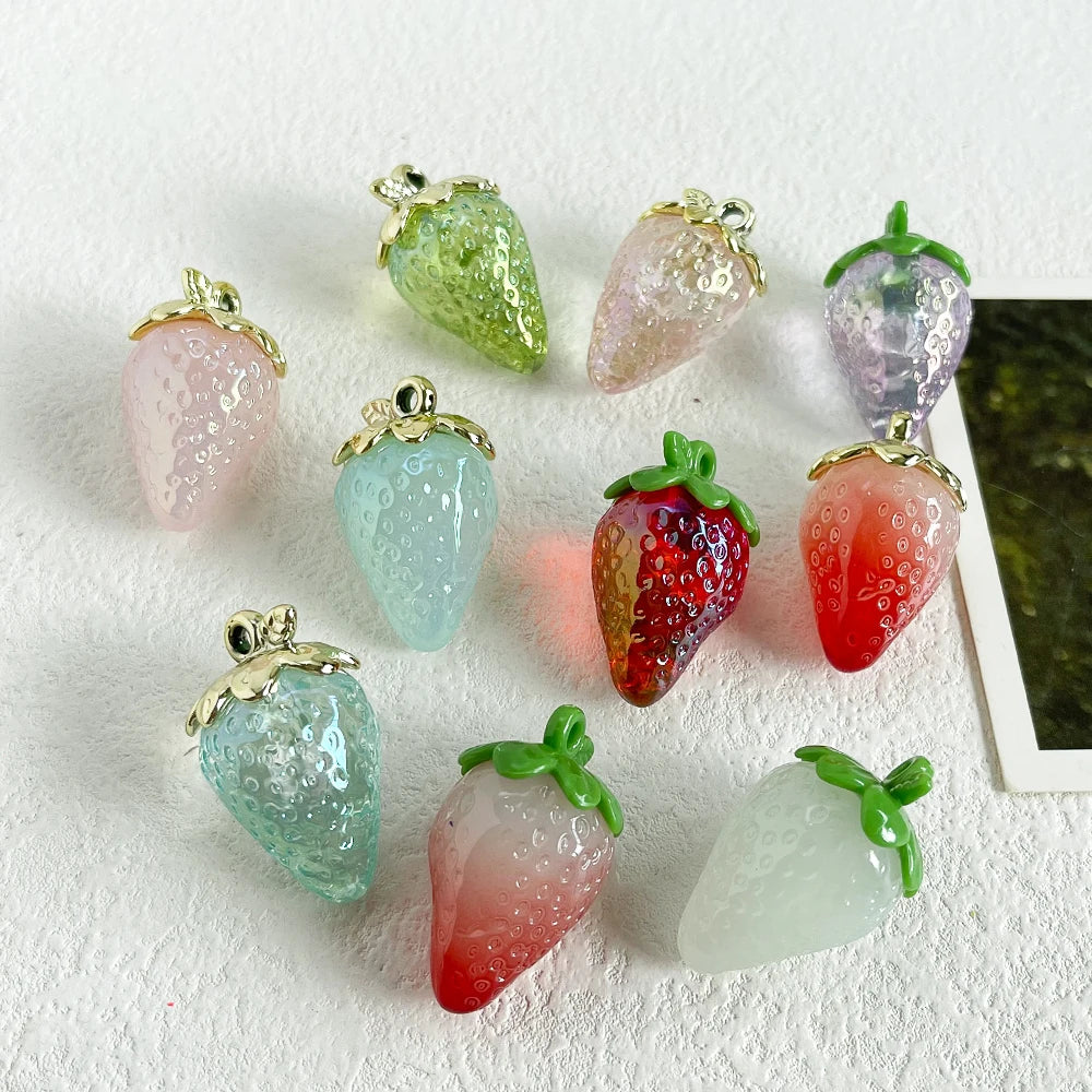 Cordial Design 50Pcs 40*25mm Cute Strawberry Shape Acrylic Charm / Handcrafted / DIY Jewelry Making Parts #20409